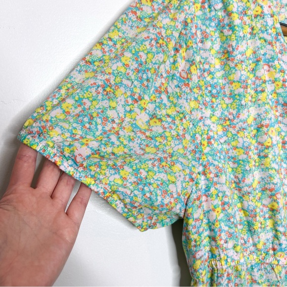 Bp. Womens Tie Front Mini Dress Green Multi Maisey Ditsy Floral Plus Size 1X - Picture 7 of 12